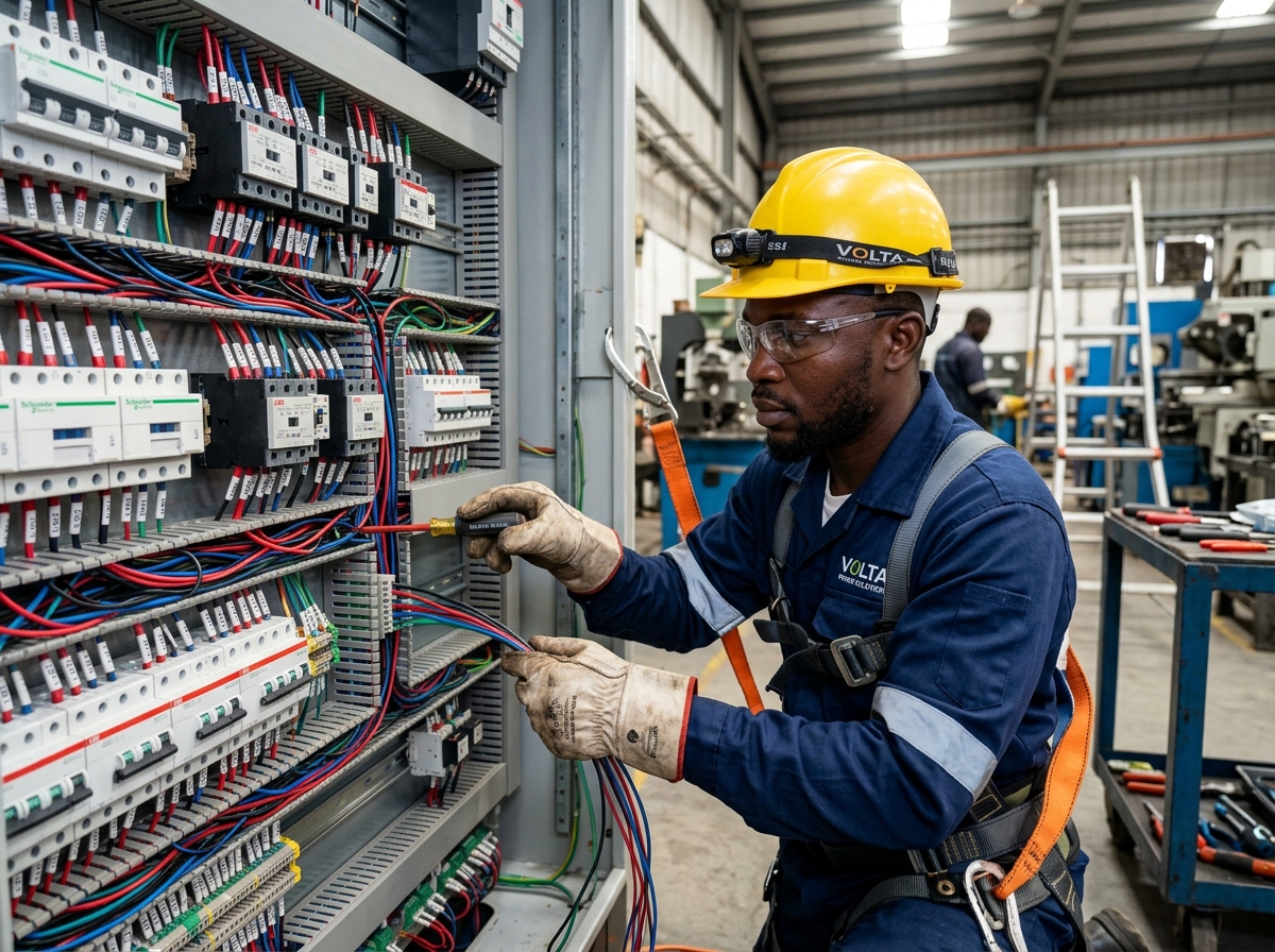 African Electrician Working