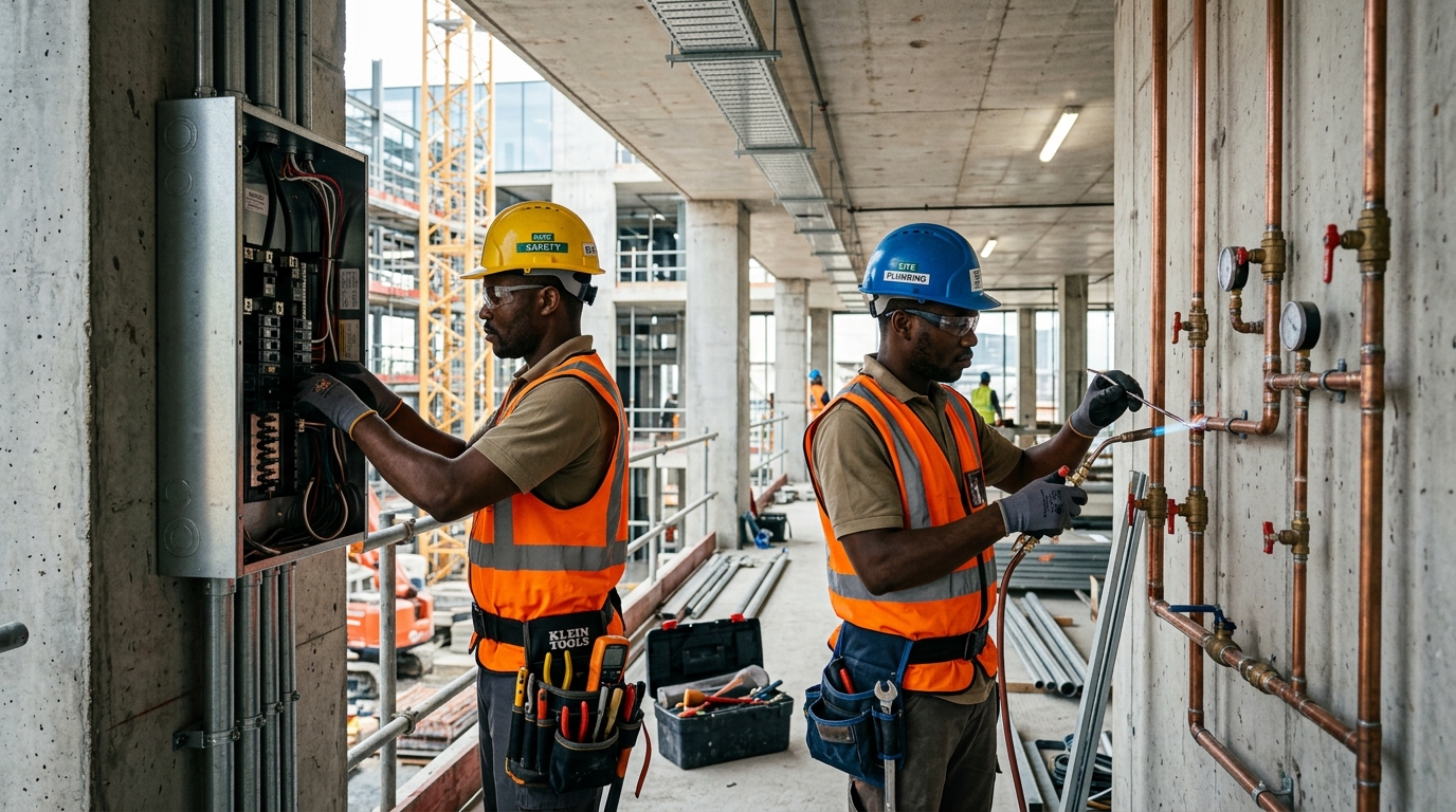 African Plumber and Electrician working